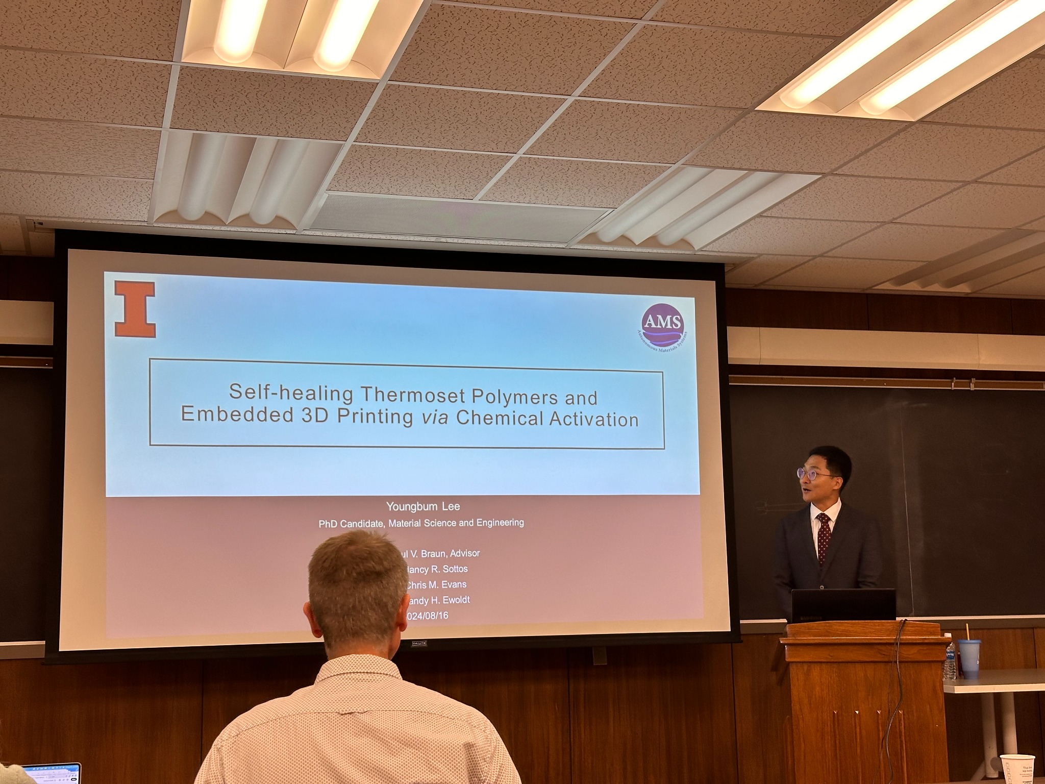 Young Bum Lee presenting at his Ph.D. defense presentation.
